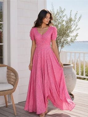 LoveShackFancy Pink Floral Maxi Dress | Romantic Coastal Grandmillenial Feminine